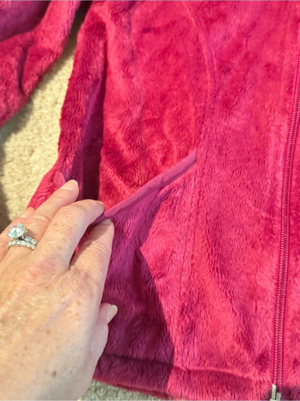Cozy Plush Zip-Up Jacket - Wine